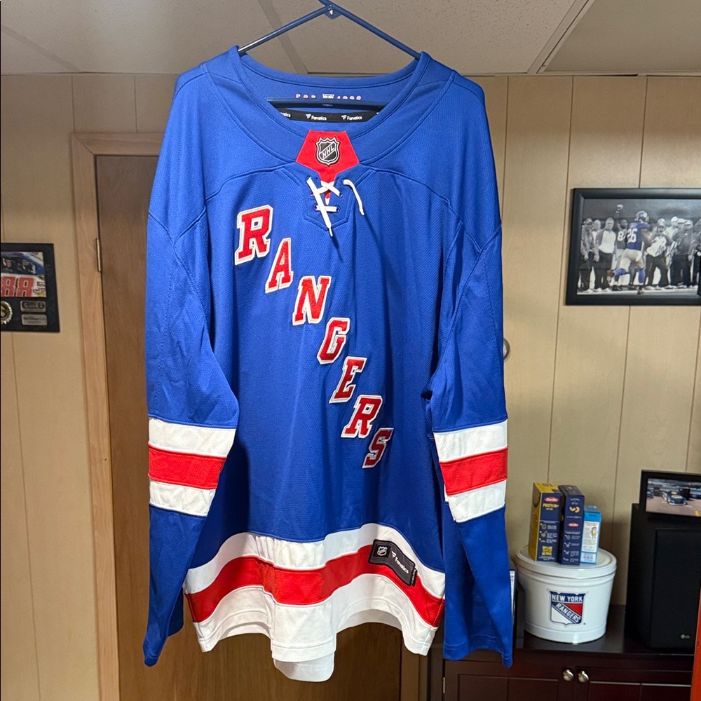 Fanatics Blue Rangers Hockey Jersey with Red and White Accents